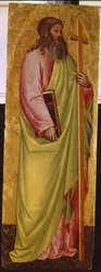 El Santo Apóstol Andrés (El Santo Apóstol Andrés). Pintura de Giovanni Di Bartolomeo Cristiani (1367-1448), témpera sobre madera