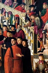 La curación milagrosa de la hija de Benvegnudo da San Polo gracias a una reliquia de la cruz, hacia 1502 (óleo sobre lienzo)