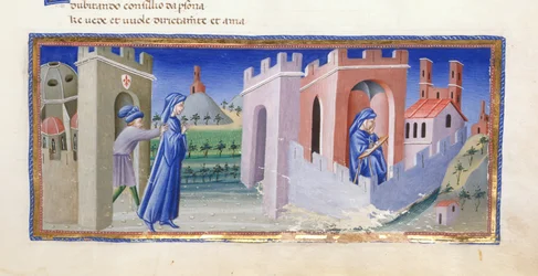 Dante siendo expulsado de Florencia y componiendo su poema en el exilio, de Paradiso en 