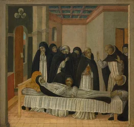 La muerte de Santa Catalina de Siena (temple y oro sobre tabla)