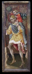 San Cristóbal llevando a Jesucristo sobre sus hombros. Pintura de Giovanni Di Paolo Di Grazia