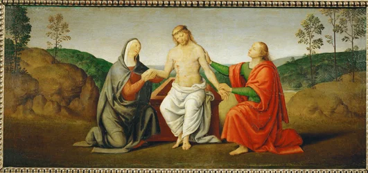 El Cristo muerto sostenido por la Virgen María y San Juan apóstol ...
