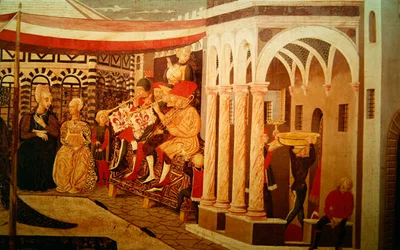 Frontal del Cassone Adimari que representa una escena de boda frente al Baptisterio, c.1450