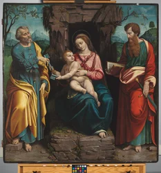 La Virgen y el Niño con los santos Pedro y Pablo, c.1540- 70 (óleo sobre tabla)