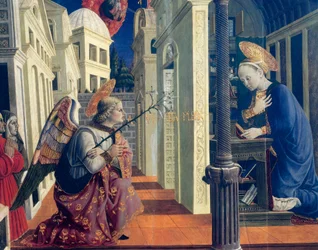 Anunciación de Girolamo di Giovanni de Camerino (hacia 1449-1473), detalle, hacia 1460