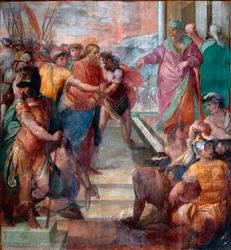 Cristo es conducido ante Caifás Detalle de uno de los frescos de la Pasión de Cristo realizado por Girolamo Massei (1540-1614) 1594-1600 Roma, Santa Prassede