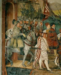 El rey Christian y Bartolomeo Colleoni a caballo (fresco)