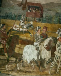 El rey Christian y Bartolomeo Colleoni observando un torneo (fresco)