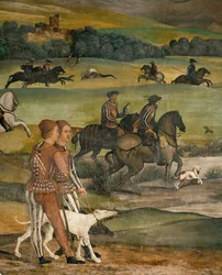 Visita del rey Cristián de Dinamarca a Malpaga en 1474 (fresco)