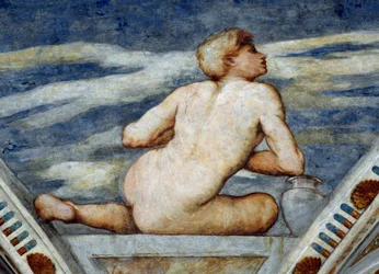 Desnudo masculino, Detalle de los frescos de Girolamo Romanino (ca 1484-después de 1559), Comisionado por Bernardo Clesio