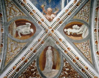 Nichos de mosaico y estatuas (detalle)