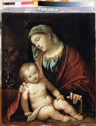 Pintura ""Madonna And Child"" de Gerolamo Romanino (1485/6-1566) Circa 1520 Museo del Hermitage, San Petersburgo