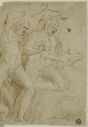 Antiguo relieve de sarcófago con los trabajos de Hércules