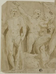 Relieve de sarcófago antiguo con los trabajos de Hércules
