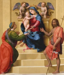 Madonna y Niño entronizados con Santa María Magdalena y San Juan Bautista