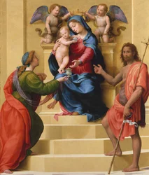 Madonna y Niño en el Trono con los Santos María Magdalena y Juan el Bautista