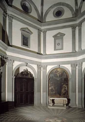 Vista de la sacristía octogonal construida según un proyecto de Giuliano da Sangallo (1445-1516)