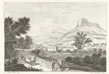 Paisaje con carreta de bueyes y funeral Paisajes italianos (título de la serie)