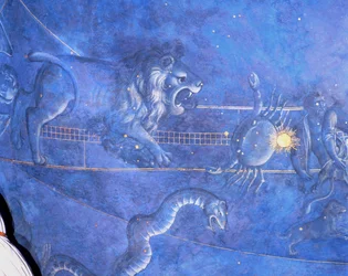 El camino del sol a través de las estrellas en la noche del 4 de julio de 1442 (detalle de Leo, Cáncer y la Hidra)