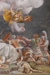 Una batalla, detalle, El Caballo de Troya, Cámara de Troya (Sala di Troia)