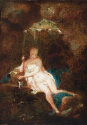 Diosa del río (óleo sobre papel colocado sobre tabla)
