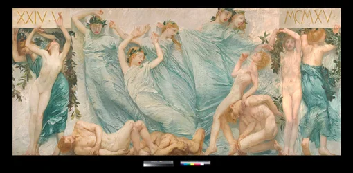 Díptico: Risveglio Pintura de Giulio Aristide Sartorio (1860-1932) 1906 Dim 180,5 x 398,5 cm Colección particular (Díptico, pintura de Giulio Aristide Sartorio Colección particular)