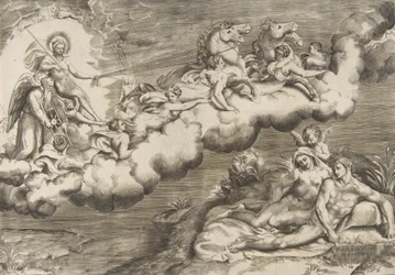 Una alegoría del sol naciente, un hombre desnudo con un sudario acompañado por el Padre Tiempo, 1531-76