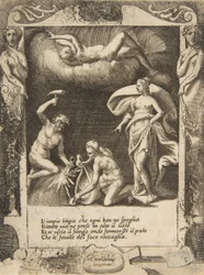 Litigium removido del cuerpo del Caos mientras su madre es lanzada al aire, 1531-76