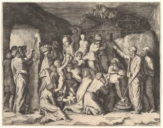 Moisés diciendo a los israelitas que recojan el maná y Moisés golpeando la roca
