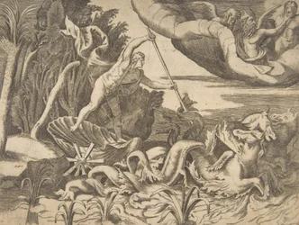 Neptuno en su Carro siendo tirado por caballos marinos, de la 