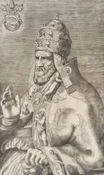 Retrato del Papa Marcelo II, mano derecha levantada mirando a la izquierda