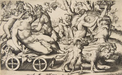 Triunfo de Baco sentado en un carruaje a la izquierda, 1531-76
