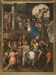Muro opuesto a la contrafachada del transepto sur, Giuseppe Campi, Triunfo de Mardoqueo 1567