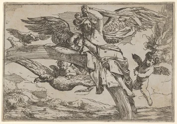 Aire, representado por Iris reclinada en su arco iris, acompañada por un putto alado, 1640-60