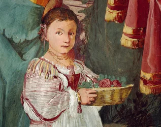 La ninfa Amarilis coronada ganadora de un concurso de besos, fresco de Giulio Carpioni, inspirado en la obra pastoral «El pastor fiel» de Giovanni Battista Guarini (1538-1612), Villa Caldogno (Lista del Patrimonio Mundial de la UNESCO)