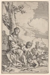 La Sagrada Familia con el infante San Juan besando los pies de Cristo, 1640-60