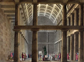 Interior del Partenón, principios del siglo XIX - en "El traje antiguo y moderno" de Jules Ferrario