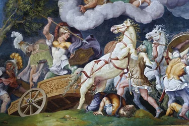 Diomedes luchando contra Fegio e Idaios