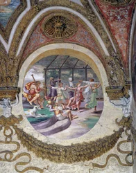 Uno de los frescos de la Cámara de los Vientos o del Zodiaco