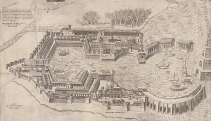 Speculum Romanae Magnificentiae: Vista aérea del puerto de Roma