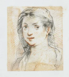 Cabeza de mujer (tiza negra y roja)