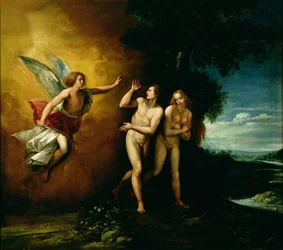 La expulsión de Adán y Eva (óleo sobre lienzo)