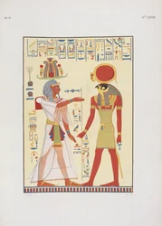Menphtah II, sucesor de Ramsés II, ilustración de "Los Monumentos de Egipto y Nubia...", por Ippolito Rosellini