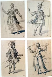 Diseños de vestuario para deidades clásicas, siglo XVI