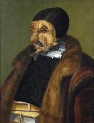 "El Jurista" Pintura de Giuseppe Arcimboldi (Arcimboldo) (1527-1593) 1566 Dim. 64x51 cm, Nationalmuseum, Estocolmo