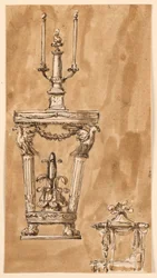 Diseño para una Mesa Consola con Candelabro y una Cama