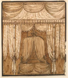 Dibujo, Alzado de una alcoba de cama, ca. 1790
