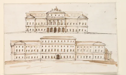 Dos elevaciones de la parte central de un palacio