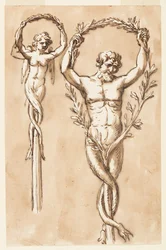 Dos figuras como crestas de postes