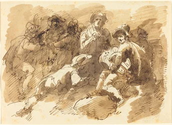 Una Reunión Convivial con un Hombre Tocando una Zanfona